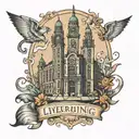liver building tattoo design idea