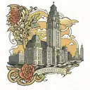 liver building tattoo design idea