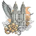 liver building tattoo design idea
