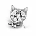 cute cat looking through a microscope tattoo design idea
