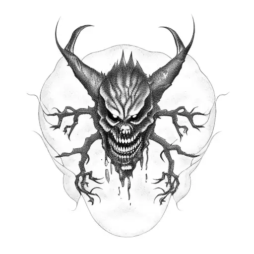 scary monster with dangerous limbs tattoo design idea