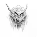 scary narrow monster with limb dangers tattoo design idea