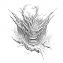 scary narrow monster with limb dangers tattoo design idea