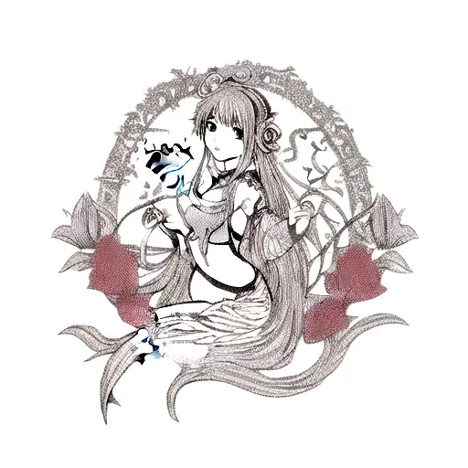 lotus blossom with vines growing outward tattoo design idea