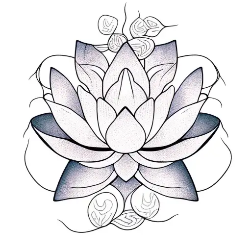 lotus blossom with vines growing outward tattoo design idea