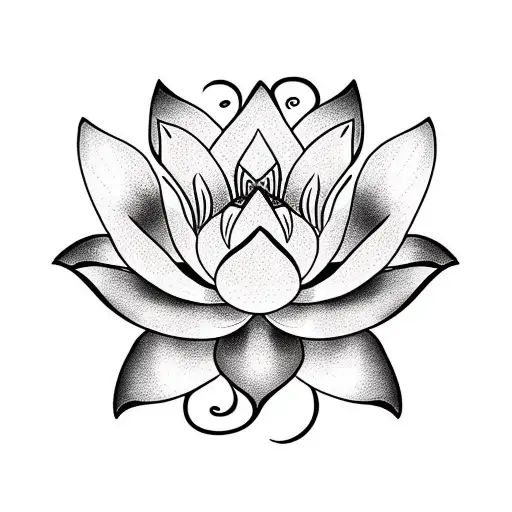 lotus blossom with vines growing outward tattoo design idea