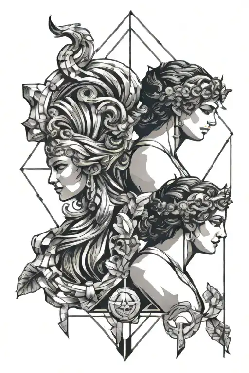 Apollo and artemis greek gods  tattoo design idea
