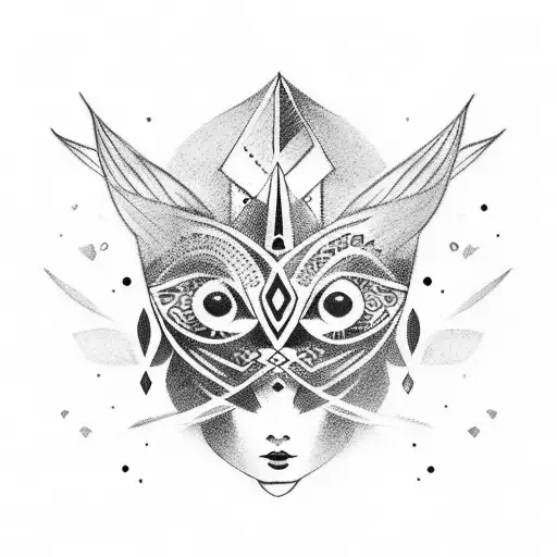 Nordic goddess with tribal-inspired headdress tattoo design idea