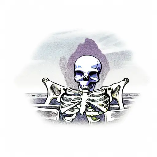 skeleton on beach chair  tattoo design idea