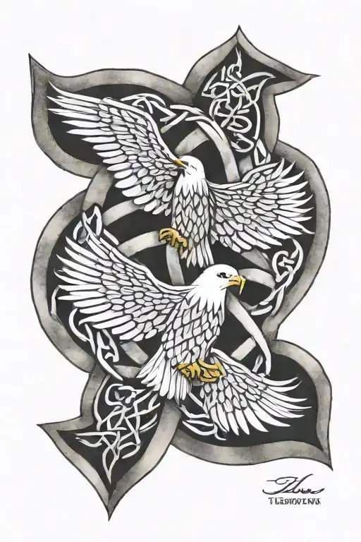 celtic trinity knot with eagle   tattoo design idea