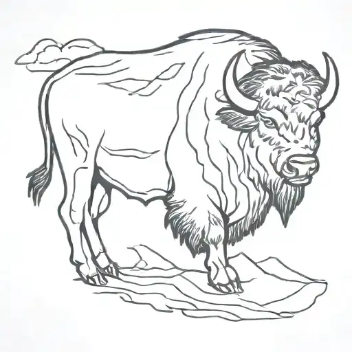 outline of a Buffalo with a storm inside the Buffalo tattoo design idea