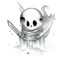 small ghost with weapons tattoo design idea