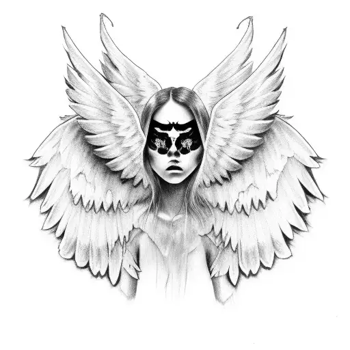 An emo angel with broken wings tattoo design idea