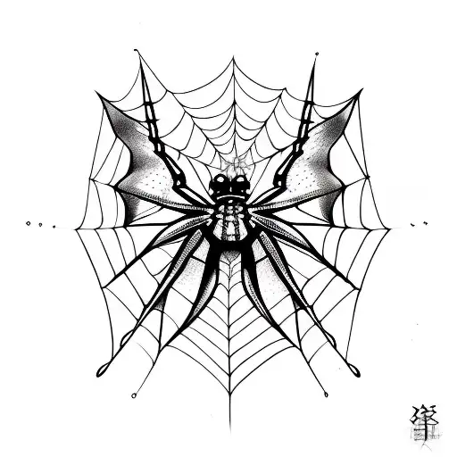 third eye butterfly shaped spider with web  tattoo design idea