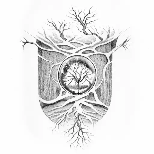 hourglass with tree roots  tattoo design idea