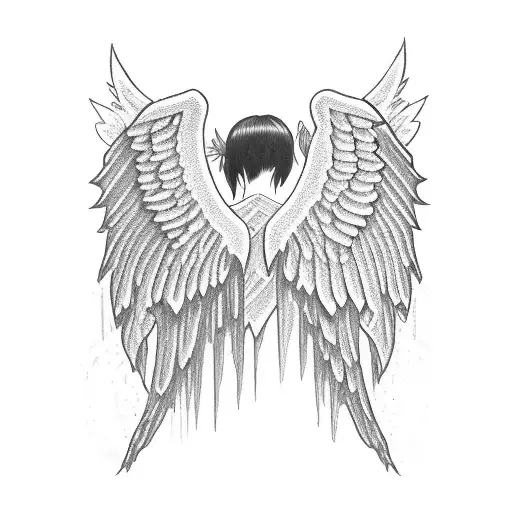 An emo angel with broken wings tattoo design idea