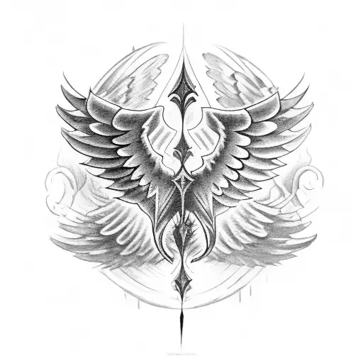 An dark angel with broken wings tattoo design idea
