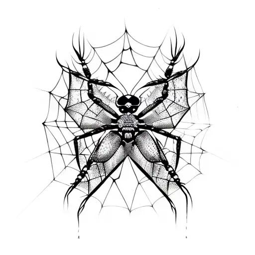 third eye butterfly shaped spider with web  tattoo design idea