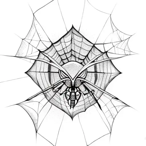 third eye butterfly shaped spider with web  tattoo design idea