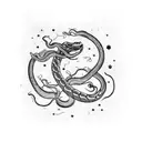 A haunting gothic scene of a Virgo constellation surrounded by smoke and snakes tattoo design idea