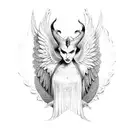 Maleficent-inspired angel wings with intricate geometric patterns tattoo design idea