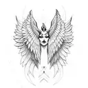 Maleficent-inspired angel wings with intricate geometric patterns tattoo design idea