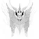 Maleficent-inspired angel wings with intricate geometric patterns tattoo design idea