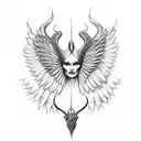 Maleficent-inspired angel wings with intricate geometric patterns tattoo design idea