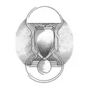 A haunting gothic hourglass surrounded by smoke and flowers tattoo design idea