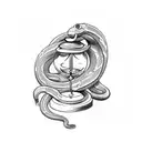 A sketch-style tattoo featuring a snake coiled around an hourglass with smoke billowing out of it tattoo design idea