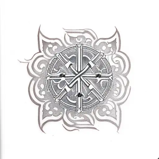 text: "Patricia", orthodox cross tattoo design idea