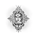 text: "Patricia", lorraine cross tattoo design idea