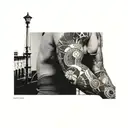 patchwork sleeve tattoo design idea