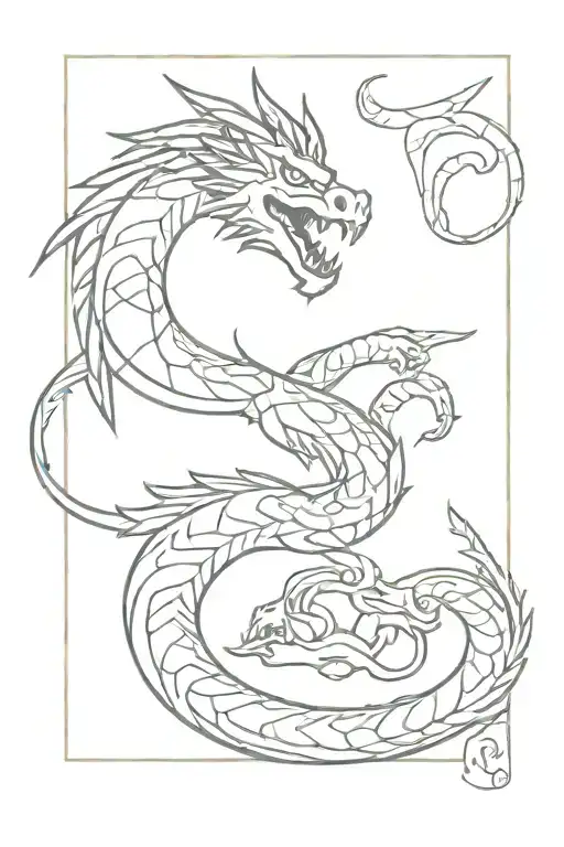 quetzalcoatl fighting a dragon tattoo design idea