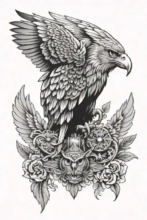 eagle and owl tattoo design idea