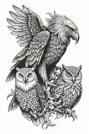 eagle and owl tattoo design idea