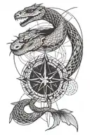 Create a small tattoo including: snake, dove, angel, compass tattoo design idea