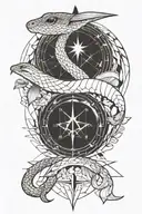 Create a small tattoo including: snake, dove, angel, compass tattoo design idea