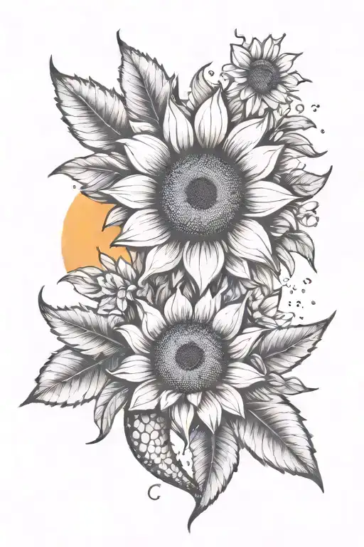 Sunflower, western sunset, cactus, daisies, tullips, snake  tattoo design idea
