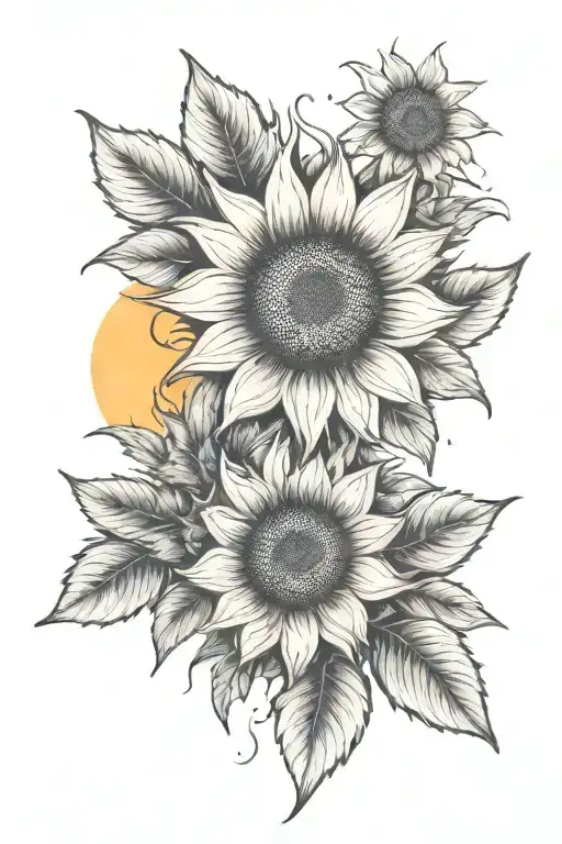 Sunflower western sunset tattoo design idea