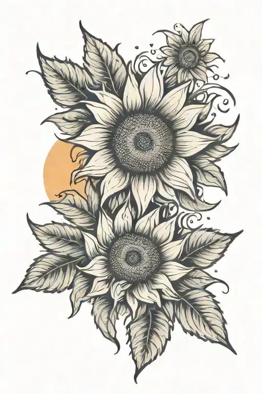 Sunflower western sunset tattoo design idea