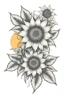Sunflower western sunset tattoo design idea