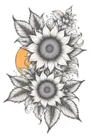 Sunflower western sunset tattoo design idea