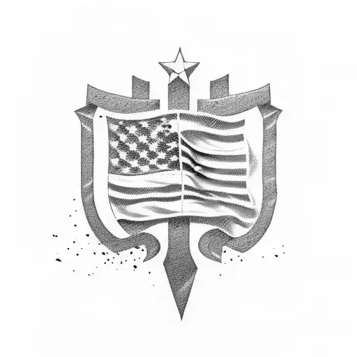 Blacked out American Flag tattoo design idea