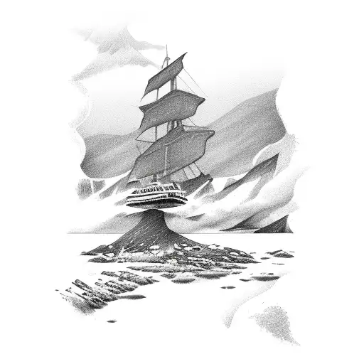 magadan seagull mountain sea tattoo design idea