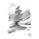 magadan seagull mountain sea tattoo design idea