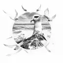 magadan seagull mountain sea tattoo design idea