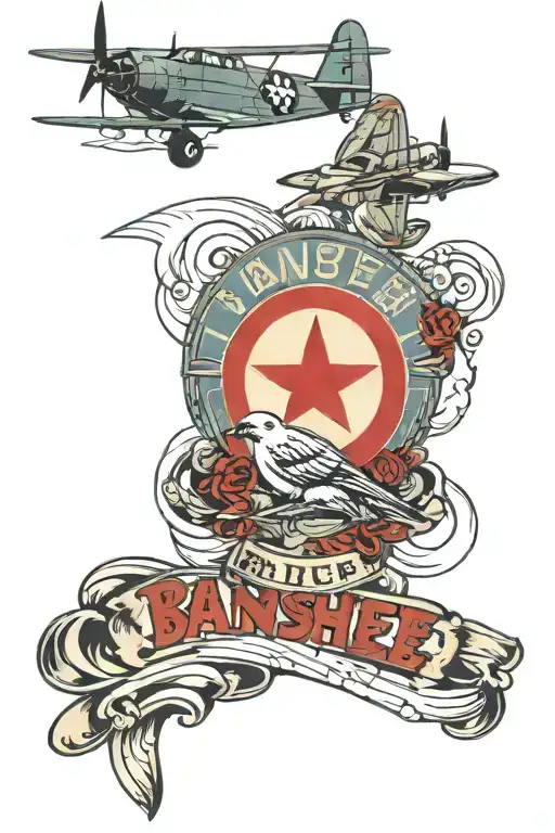 banshee plane, ghost, RCAF roundel tattoo design idea