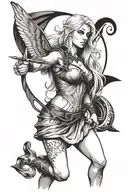 lilith with blond hair holding arrow tattoo design idea