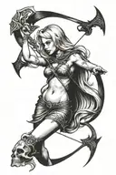 lilith with blond hair holding arrow tattoo design idea
